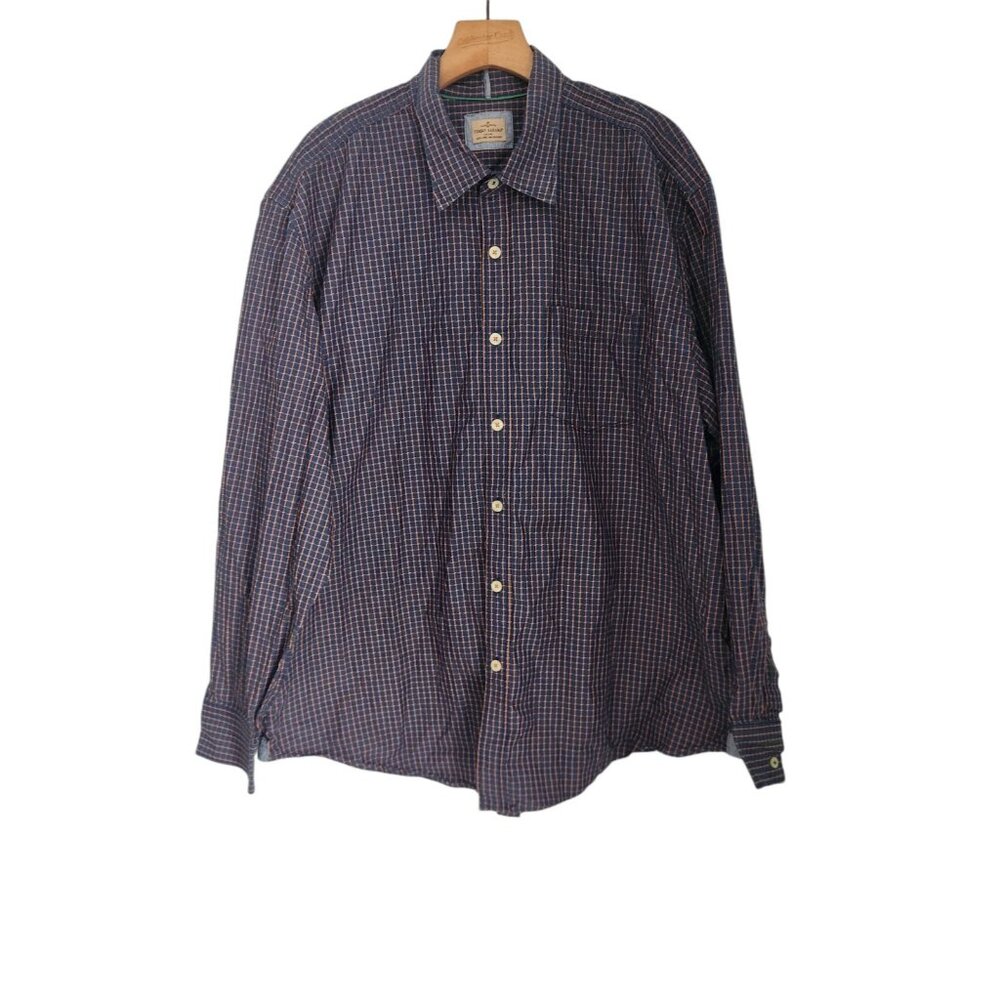 Tommy Bahama Shirt Long Sleeve Blue Orange Check Button Up Preppy Mens 2XL‎